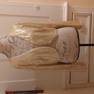 Belle Pogue gold sequined formal jacket Sz 2XL